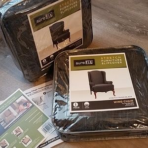 🆕2 SUREFIT Stretch DenimBlack WingChair Slipcover